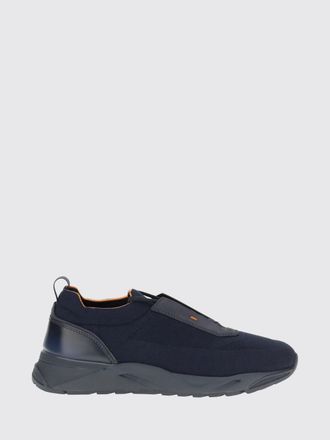 Santoni Sneakers basse in tessuto tecnico stretch con dettagli in pelle