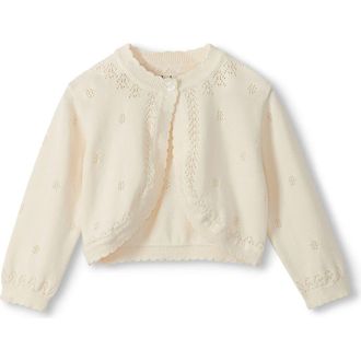 Hatley Kids Pointelle Knit Cardigan in Natural at Nordstrom, Size 18-24M