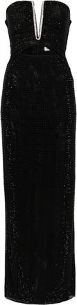Self Portrait rhinestone-embellished maxi dress - women - Polyester/Polyester/Spandex/Elastane/Spandex/Elastane - 10 - Black