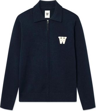 Wood Wood WWTay Cardigan - Heren - Vesten - Blauw - L - Katoen - Truien & Vesten