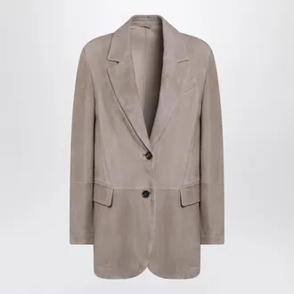 Brunello Cucinelli Brunello Cucinelli Light Brown Suede Single Breasted Blazer