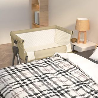 vidaXL Cuna Con Colch&oacute;n Tela De Lino Gris Taupe Vidaxl