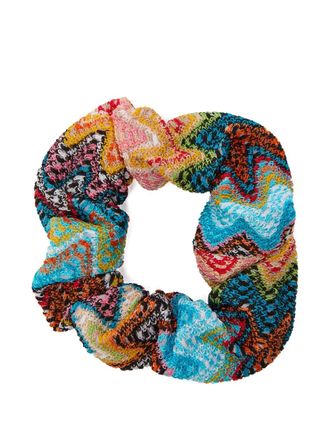 Missoni patterned knit scrunchie - women - Viscose - One Size - Blue