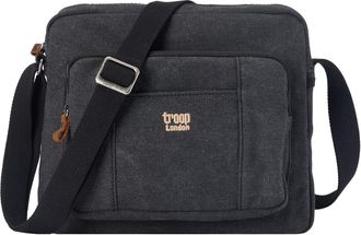 Troop London TRP0234 Classic Canvas Across Body Bag Black Stone Washed