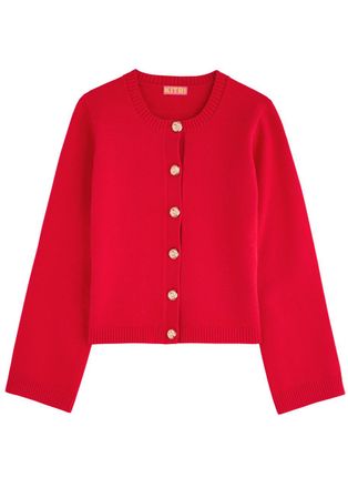 Kitri Cleo Knitted Cardigan - Red - S (UK8-10 / S)