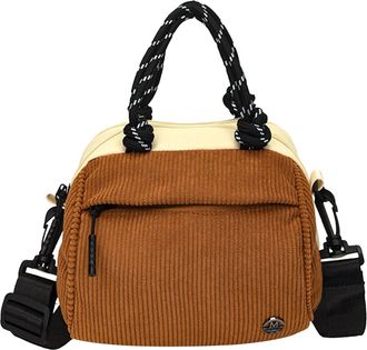Generic Unisex Nylon Shoulder Crossbody Bag with Zipper for Work School Travel (Brown)