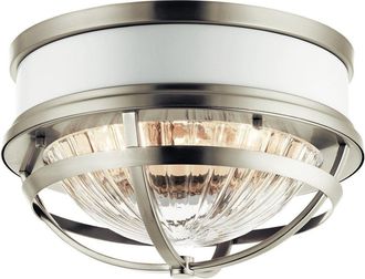Netlighting Kichler Tollis Bowl Semi Flush Ceiling Light Brushed Nickel & White