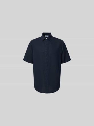 Filippa K Relaxed Fit Leinenhemd mit Kentkragen in Dunkelblau, Gr&ouml;&szlig;e 48