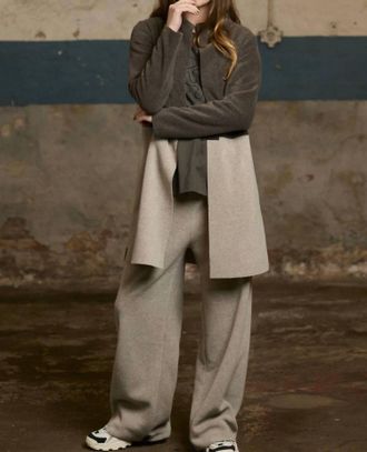 Henriette Steffensen Colorblock Cardigan Jacket In Bark Sand