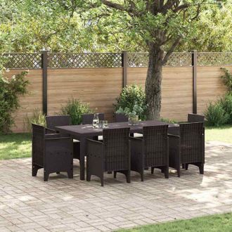 vidaXL Set da Pranzo per Giardino 9 pcs Marrone Rattan Polt - Vidaxl