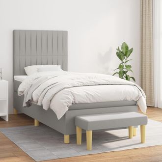 vidaXL Vidaxl - Cama Box Spring Con Colch&oacute;n Tela Gris Claro 100x200 Cm