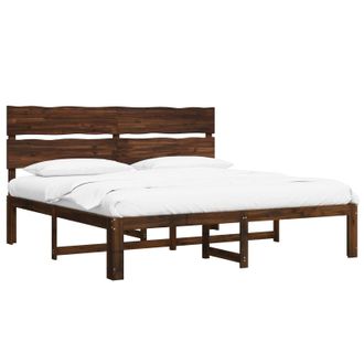 vidaXL Cama Doble Con Cabecero Rostock Marr&oacute;n Oscuro 180 X 200 Cm Vidaxl