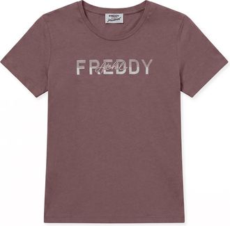 Freddy T-shirt Donna Girocollo in Cotone con Grafica Micro Righe