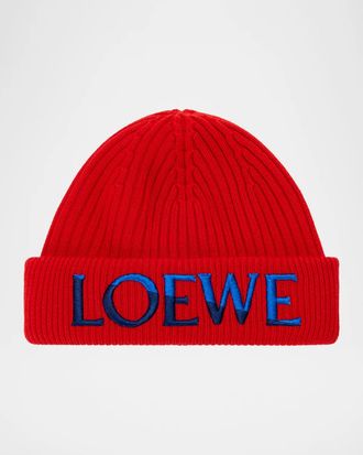 Loewe Logo-Embroidered Wool Beanie