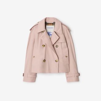 Burberry Cropped Tropical Gabardine Trench Jacket, Size: 02