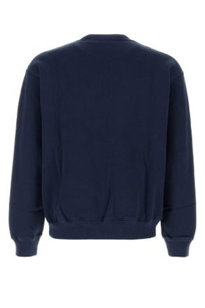 Sporty & Rich Unisex Navy Blue Cotton Sweatshirt Darknavywhite Exterior: Felpe Sweater