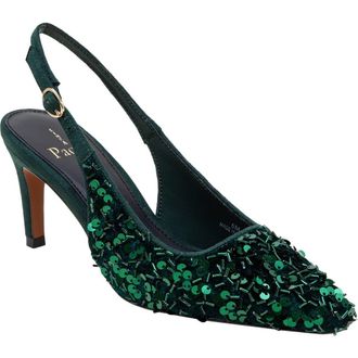 Linea Paolo Cosmo Beaded Pointed Toe Slingback Pump in Green at Nordstrom Rack, Size 9