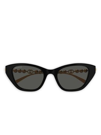 Gucci pearl-embellished cat-eye sunglasses - unisex - Acetate/Metal - 50 - Black