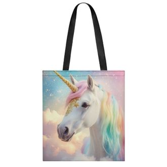 Generic Rainbow Stars Horse Womens Tote Casual Shopping Bag Lightweight Shoulder Bags Hobos Handbag for Work Travel Daily 35x40cm
