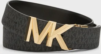 Michael Kors MK Logo Reversible Black Leather Belt