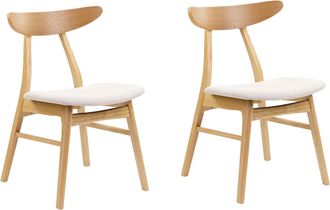 Beliani Conjunto De 2 Sillas De Comedor De Madera De Caucho Clara Beige Claro Asiento Lynn