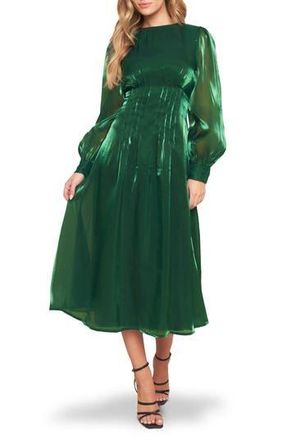 Flying Tomato Solid Long Sleeve Midi Dress in Green at Nordstrom Rack, Size Medium
