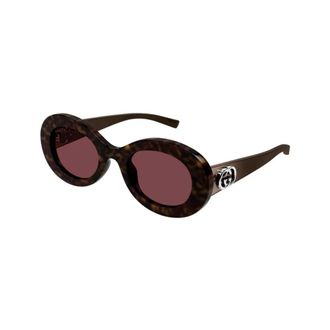 Gucci Zonnebrillen met ronde glazen - unisex - Accessoires - Bruin - Maat: 51 MM