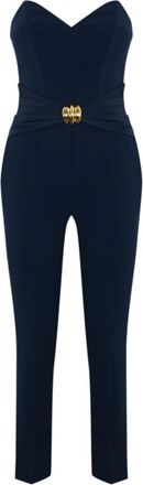 Elisabetta Franchi Crepe Jumpsuit - Dames - Jumpsuits - Blauw - XS - Polyester - Jumpsuits & Playsuits