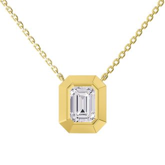 Diamond2Deal 14k Yellow Gold 3 Carat Radiant Ct Lab Grown Diamond Pendant Necklace 18
