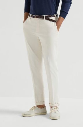 Brunello Cucinelli Comfort gabardine trousers in Off-White at Nordstrom, Size 52 It