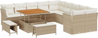 vidaXL Garden Sofa Set Height-Adjustable 13 pcs Beige Poly Rattan Vidaxl