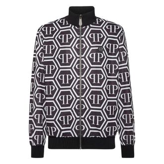 Philipp Plein Jogging Jacket Monogram - Heren - Vesten met rits - Zwart - 3XL - Leer - Hoodies & sweatvesten
