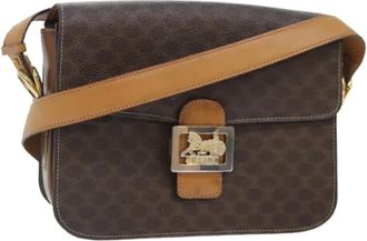 Celine Pre-owned Cross Body Bags, female, Brown, Size: ONE SIZE Pre-owned Vintage Macadam Shoulder Bag