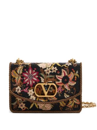 Valentino Garavani Vain embroidered shoulder bag - women - Fabric - One Size - Black