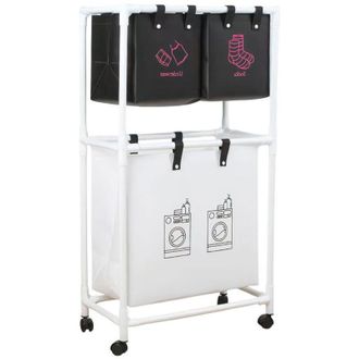 Trade Shop Trade Shop - Cesta De Lavander&iacute;a Multifunci&oacute;n Sucia Sucia De 2 Capas Con Ruedas De Lavado De Port&aacute;tiles