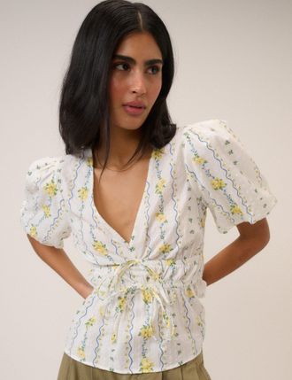 Nobody's Child White Ditsy Floral Cordelia Top