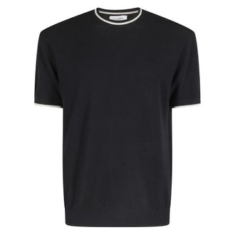 Paolo Pecora Round-neck Knitwear, male, Black, Size: L Round-neck Knitwear