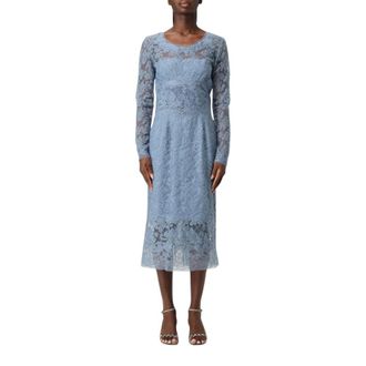 Ermanno Scervino Midi Dresses, female, Blue, M, Elegant Lace Midi Dress