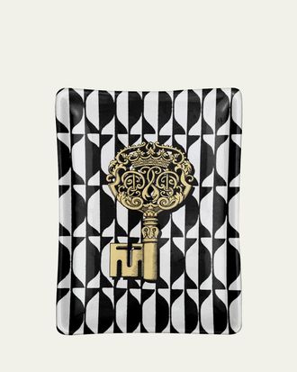 Fornasetti Rectangular Ashtray Chiavi Gold & Losanghe