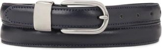Kazar Smalle donkerblauwe riem met zilveren gesp - Dames - Riemen - Blauw - 90 CM - Leer - Accessoires