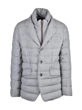 Herno Quilted Grey Jacket in Viscose and Virgin Wool Blend