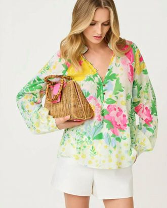 Lilly Pulitzer Renisha Long Sleeve Top In Multi Poppy Party Engineered