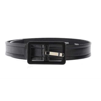 Emporio Armani EA7 Leren riem met logo (Zwart)