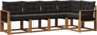 vidaXL Conjunto De Sof&aacute;s De Exterior 5 Uds. Natural Y Negro Vidaxl