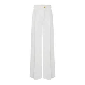 Elisabetta Franchi Wide Trousers, female, White, Size: L Straps Palazzo Pants