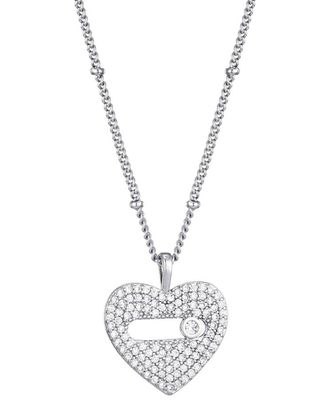 Adornia Silver Plated CZ Heart Necklace