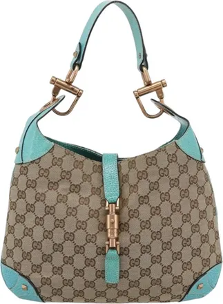 Gucci Jackie Canvas Brown Canvas Handbag (Pre-Owned)