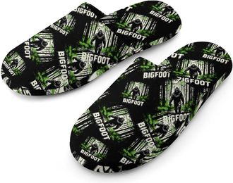 Generic Bigfoot Forests Mens Cotton Slippers Memory Foam Comfort House Shoes Winter Indoor Slipper for Hotel Casa Spa