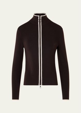 Akris Merino Wool Knit Zip Cardigan