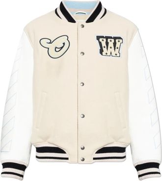 Off-white Insulated Bomber Jacket - Heren - Bomber jackets - Beige - S - Wol - Jassen